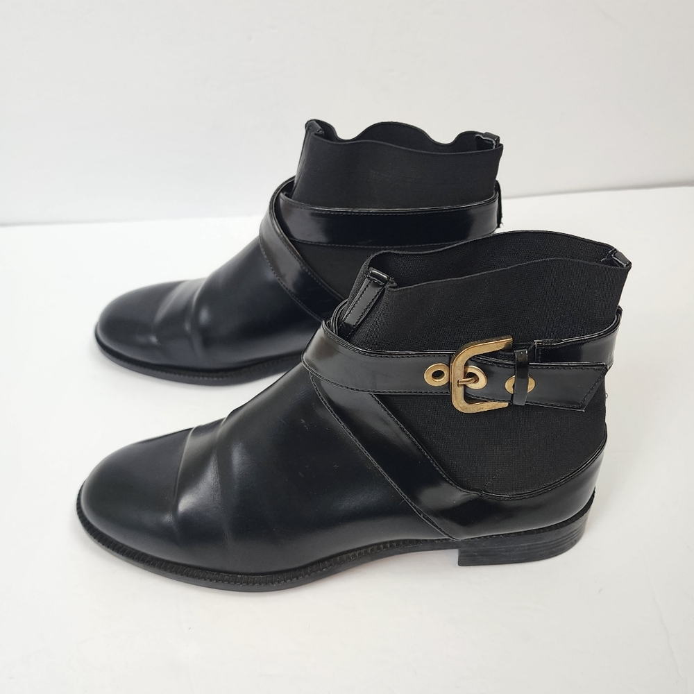 ZARA TRAFALUC BLACK BUCKLE ANKLE BOOTS SIZE 38 OR 7 1/2